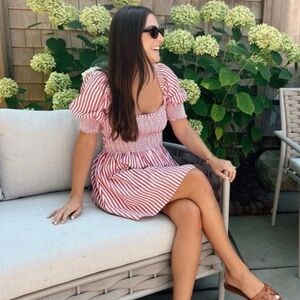 Hill House red and white striped mini dress